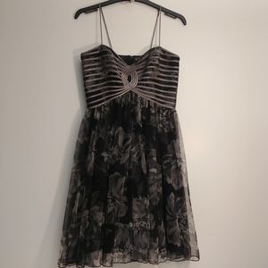 Black /gray floral formal dress size 6